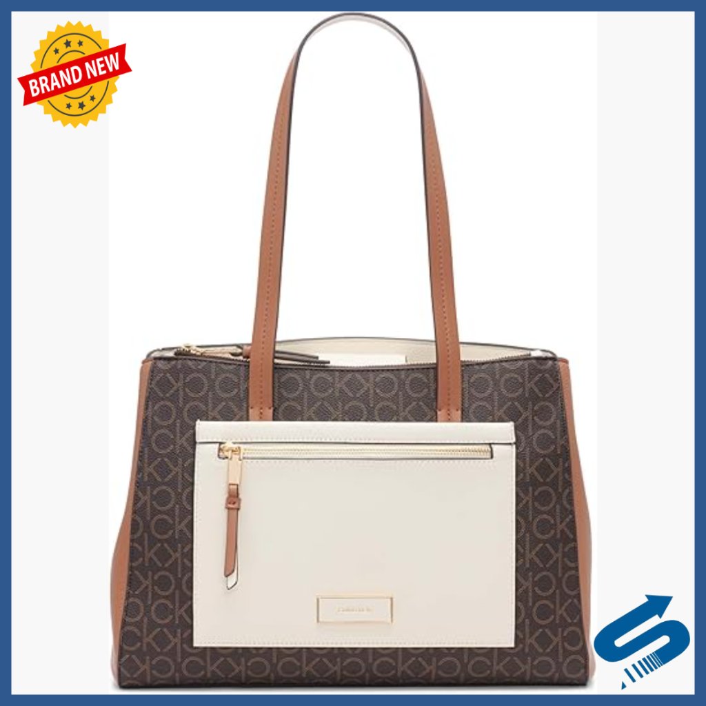 Vegan Leather Tote Bag With 5 Pockets, Triple Compartment, Shoulder Strap
